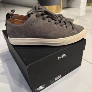 Coach C121 Grey Nubuck Leather Low Top Sneakers Size 7